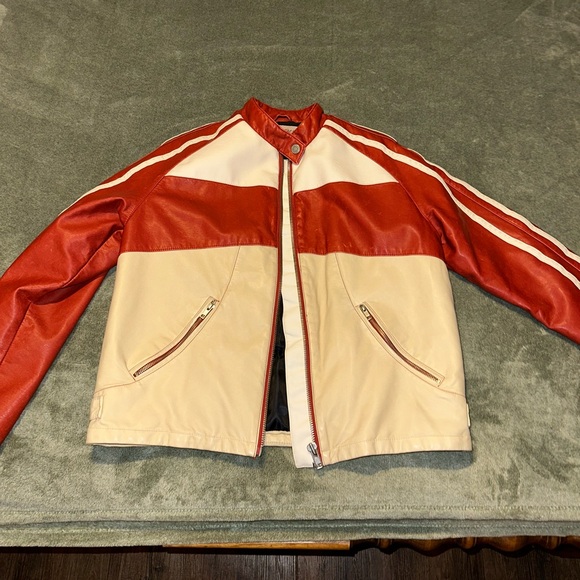Free People red and white moto jacket size xs - Picture 2 of 8
